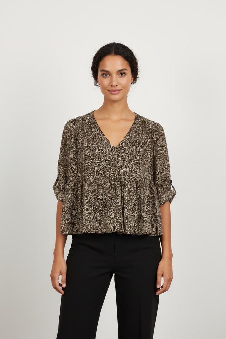 Blouse Noire et Beige - Taille XL/42