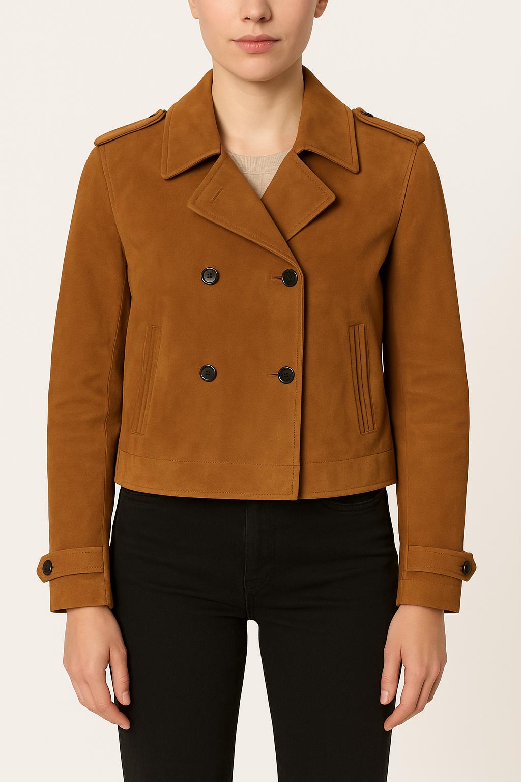 Blouson En Daim Marron - Taille L/40 de la marque IKKS | PARAD51845 - Vendu par Paradigme - Image 1