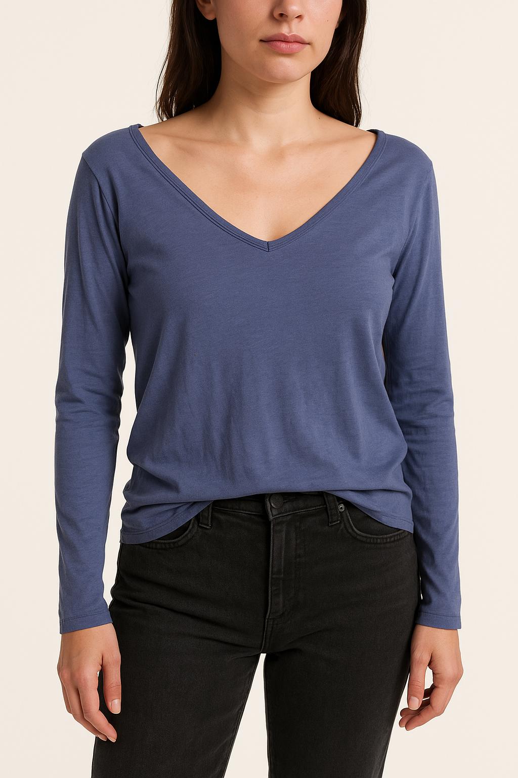 Tee-shirt Manches Longues Bleu - Taille S/36 de la marque American Vintage | PARAD51877 - Vendu par Paradigme - Image 1