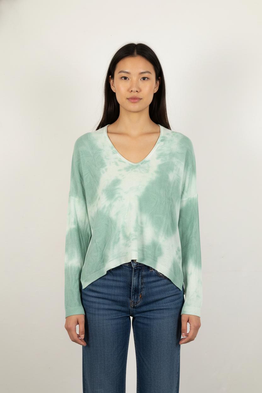 Pull Vert et Blanc - Taille XS/34