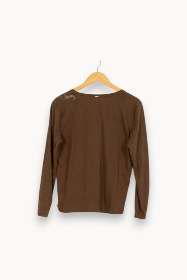 Tee-shirt Manches Longues Marron - Taille M/38 de la marque IKKS | PARAD51921 - Vendu par Paradigme - Image 4