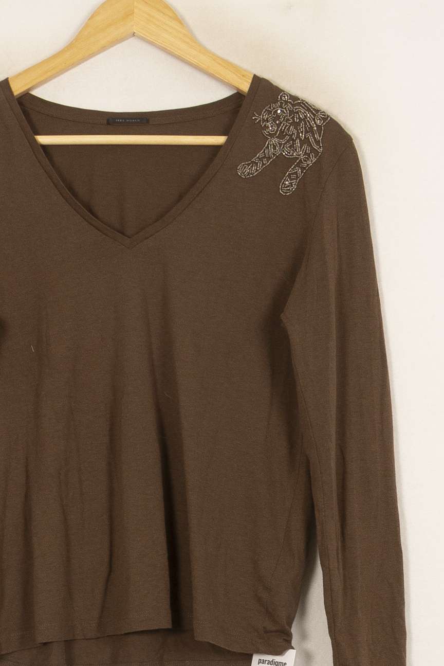 Tee-shirt Manches Longues Marron - Taille M/38 de la marque IKKS | PARAD51921 - Vendu par Paradigme - Image 3
