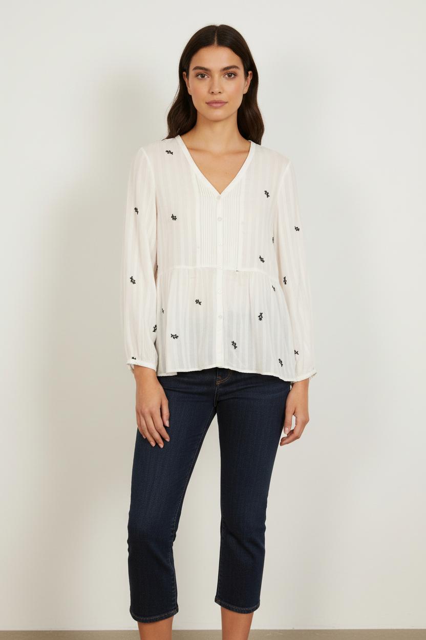Blouse Blanche et Noire - Taille S/36