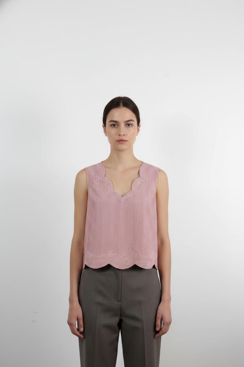 Blouse Rayée Rouge et Blanche - Taille S/36