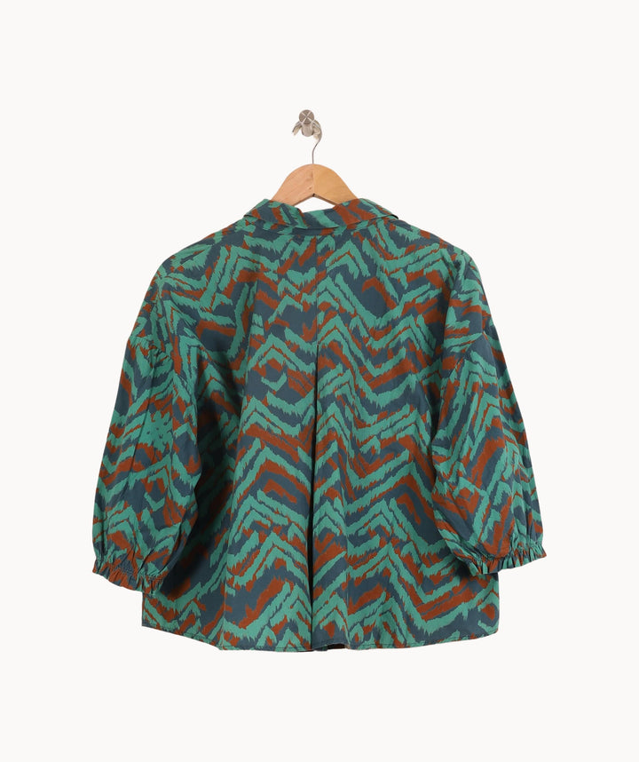 Blouse Verte et Orange - Taille L/40 de la marque Caroll | PARAD52008 - Vendu par Paradigme - Image 4