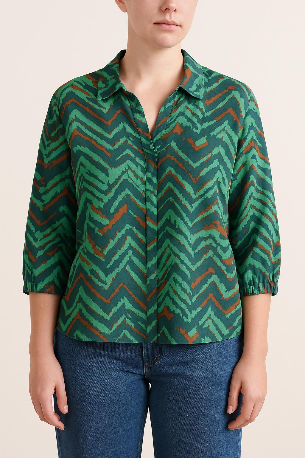 Blouse Verte et Orange - Taille L/40 de la marque Caroll | PARAD52008 - Vendu par Paradigme - Image 1