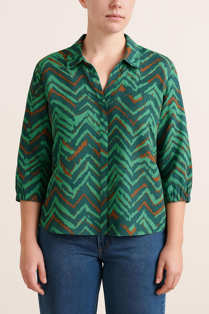 Blouse Verte et Orange - Taille L/40 de la marque Caroll | PARAD52008 - Vendu par Paradigme - Image 1