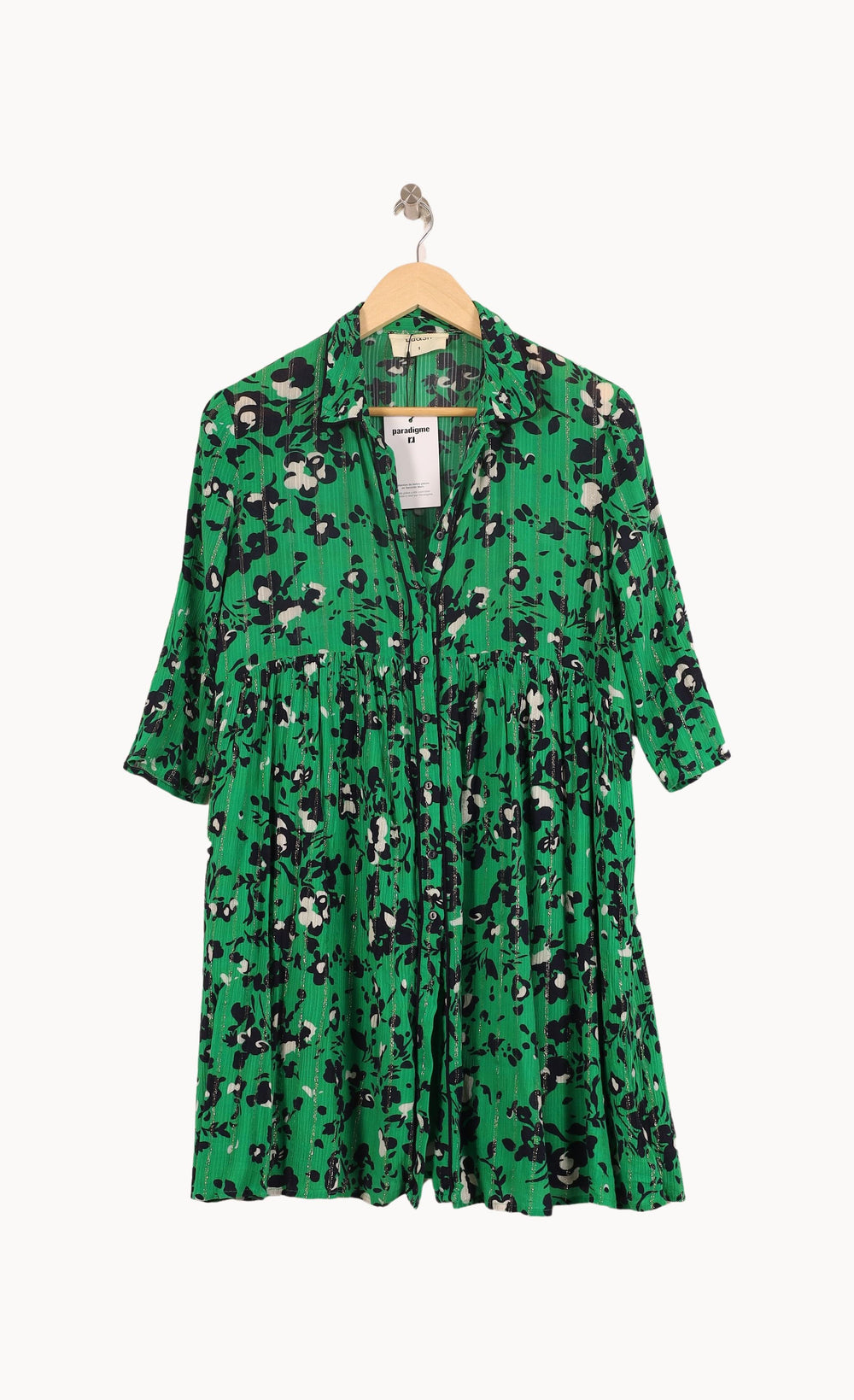 Robe Chemise Verte et Noire - Taille S/36 de la marque ba&sh | PARAD52030 - Vendu par Paradigme - Image 2
