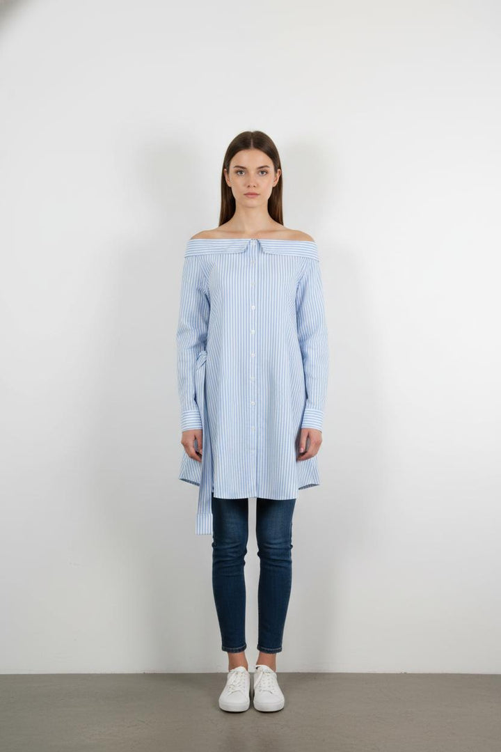 Robe Chemise Bleu et Blanc - Taille XS/34