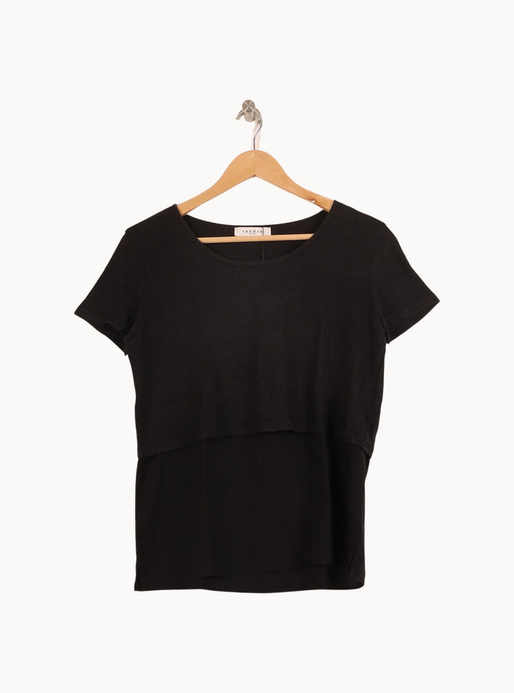 Tee-shirt Noir - Taille L/40 de la marque Sandro | PARAD52109 - Vendu par Paradigme - Image 2