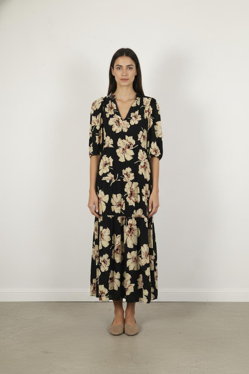 Robe Longue Noire et Beige - Taille S/36