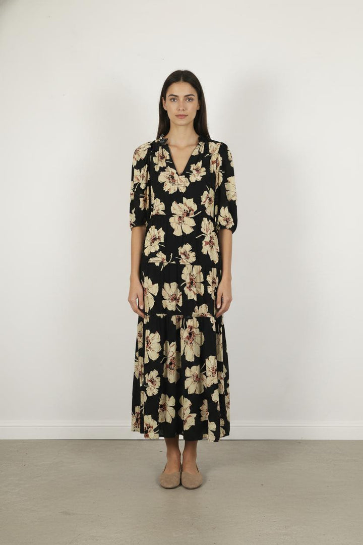 Robe Longue Noire et Beige - Taille S/36