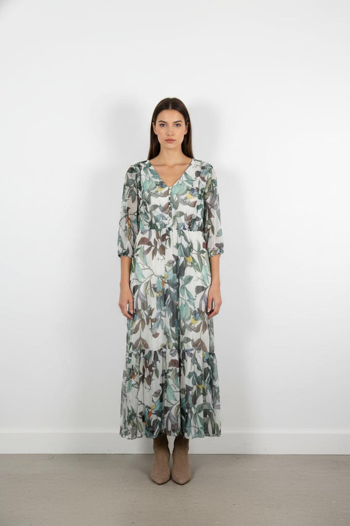 Robe Longue Verte et Blanche - Taille L/40