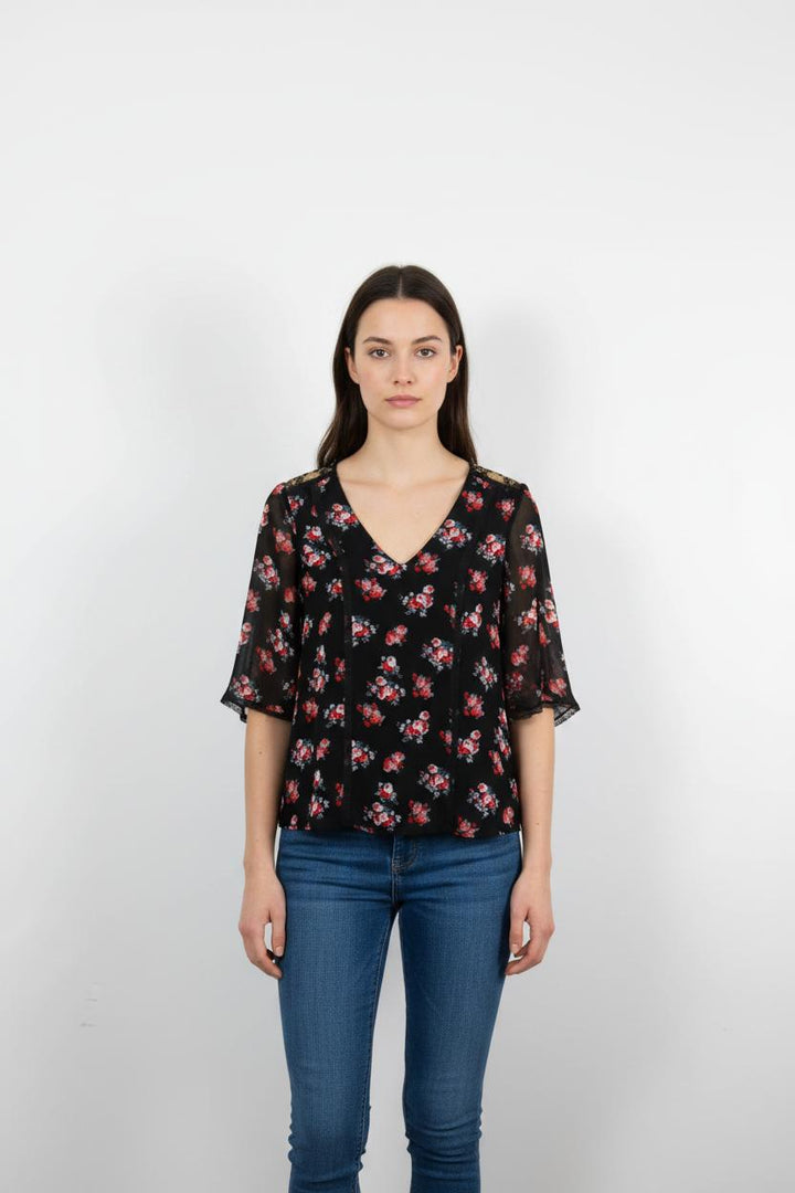 Blouse Noire et Rouge - Taille S/36