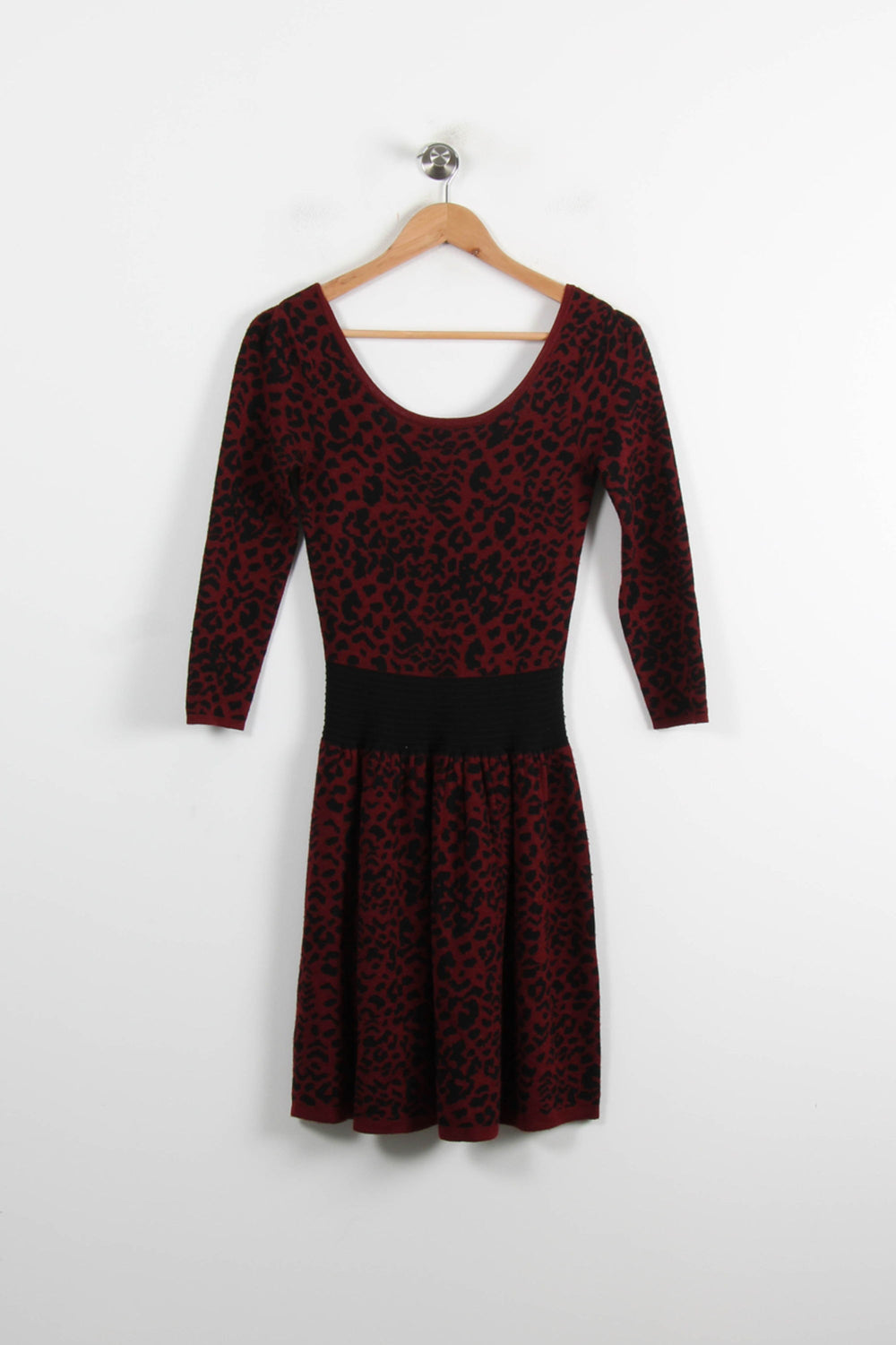 Robe Midi Bordeaux et Noire - Taille S/36 de la marque Sandro | PARAD52153 - Vendu par Paradigme - Image 2