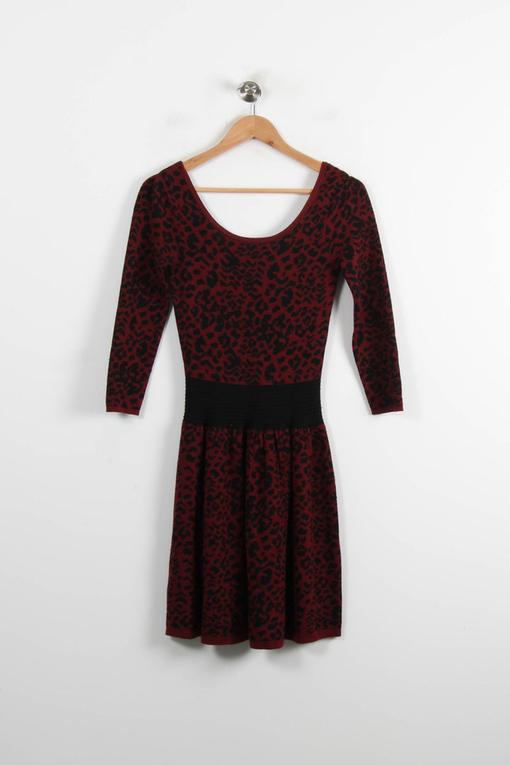 Robe Midi Bordeaux et Noire - Taille S/36 de la marque Sandro | PARAD52153 - Vendu par Paradigme - Image 2