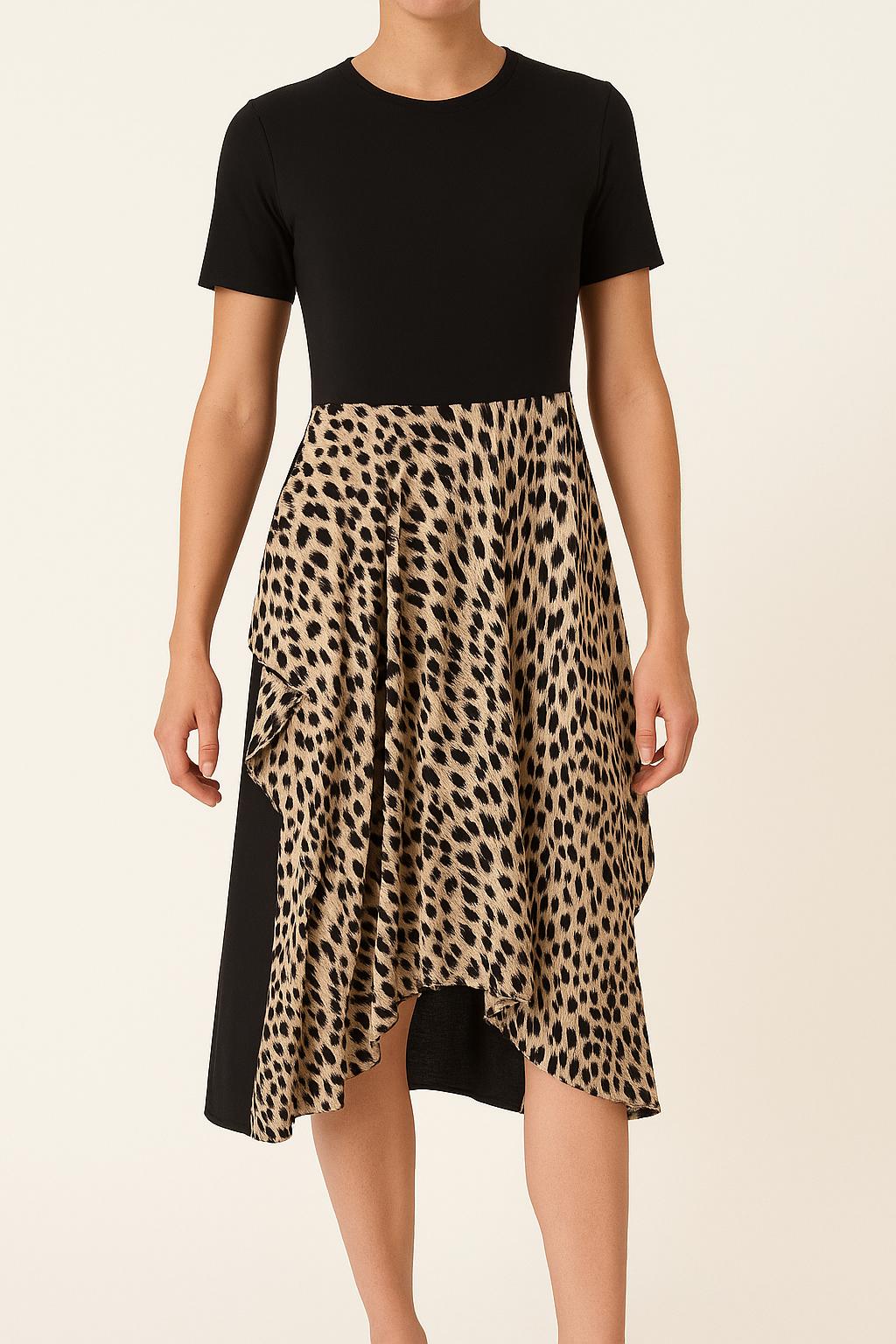 Robe Longue Noire et Léopard - Taille S/36 de la marque Maje | PARAD52180 - Vendu par Paradigme - Image 1