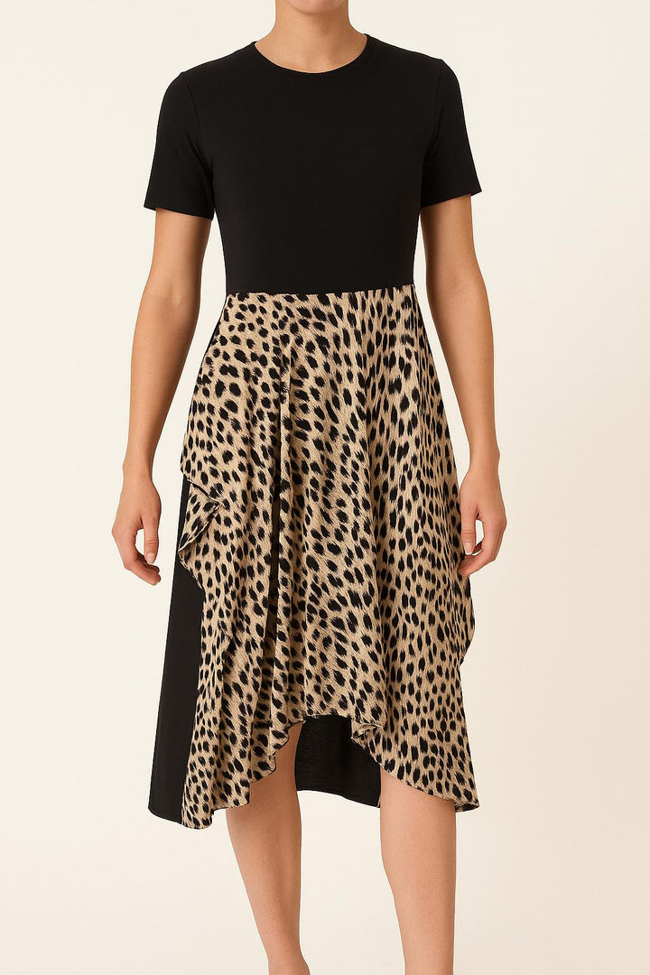 Robe Longue Noire et Léopard - Taille S/36 de la marque Maje | PARAD52180 - Vendu par Paradigme - Image 1