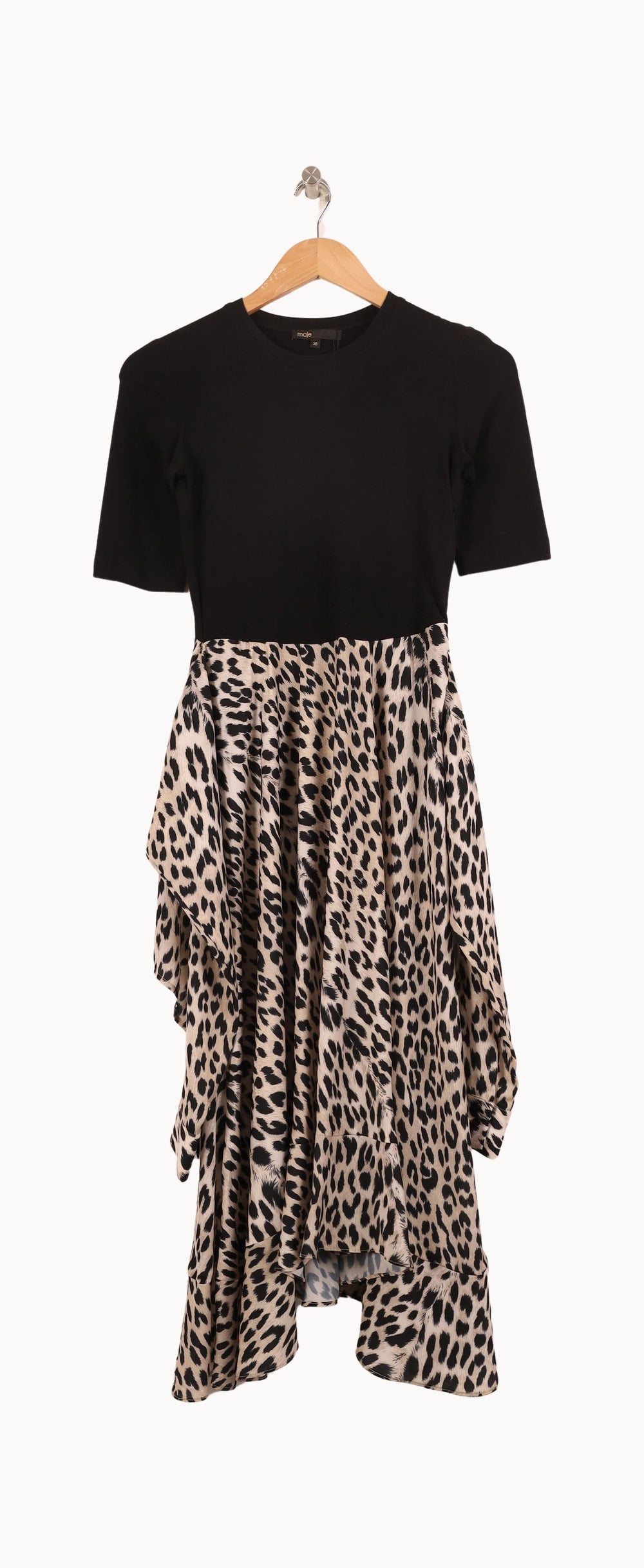 Robe Longue Noire et Léopard - Taille S/36 de la marque Maje | PARAD52180 - Vendu par Paradigme - Image 2
