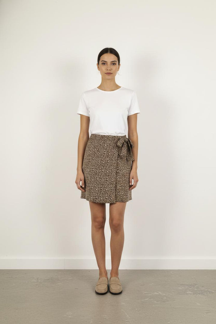 Jupe Portefeuille Marron et Beige - Taille M/38