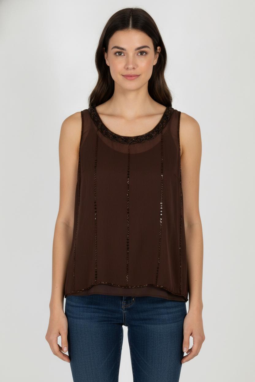 Débardeur Marron - Taille L/40 de la marque Marina Rinaldi | PARAD52238 - Vendu par Paradigme - Image 1