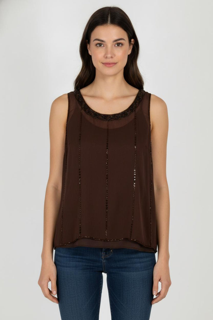 Débardeur Marron - Taille L/40 de la marque Marina Rinaldi | PARAD52238 - Vendu par Paradigme - Image 1
