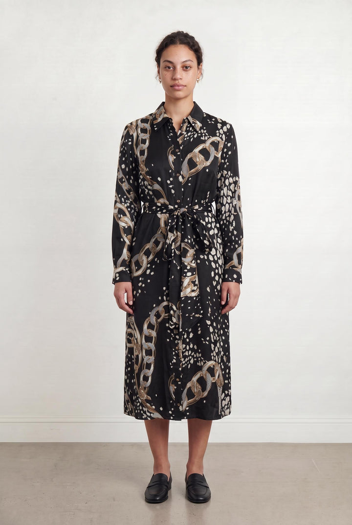 Robe Chemise Noire et Beige - Taille XL/42 de la marque Marina Rinaldi | PARAD52283 - Vendu par Paradigme - Image 1