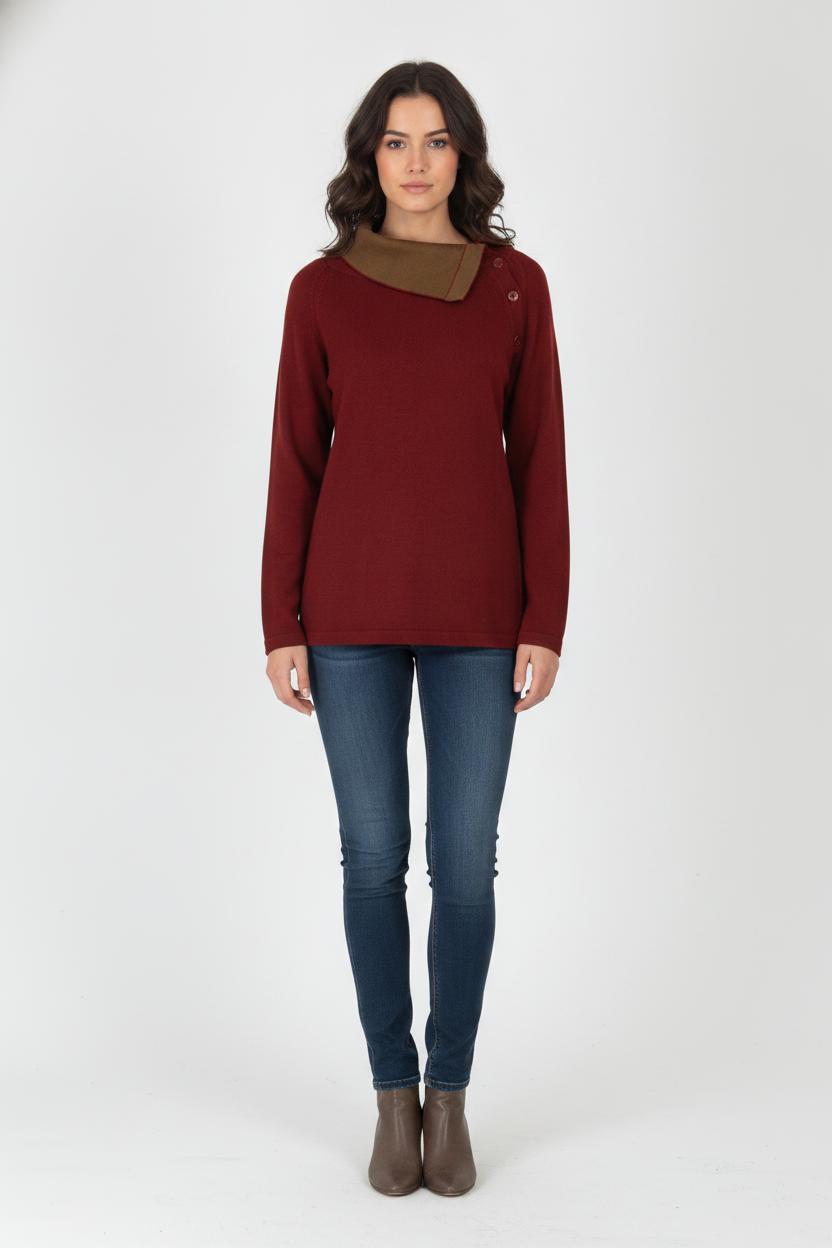 Pull Bordeaux et Marron - Taille M/38 de la marque Marina Rinaldi | PARAD52306 - Vendu par Paradigme - Image 1