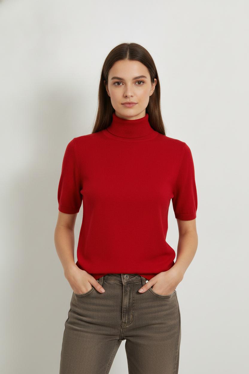 Pull Col Roulé Rouge - Taille M/38 de la marque Marina Rinaldi | PARAD52320 - Vendu par Paradigme - Image 1