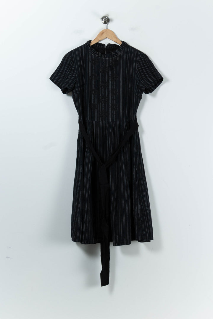 Robe Mi-longue Noire à Rayures - Taille M/38 de la marque Tara Jarmon | PARAD52344 - Vendu par Paradigme - Image 2