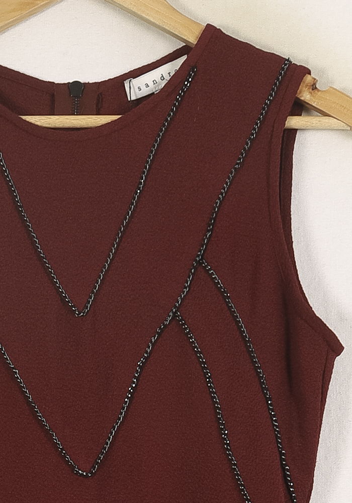 Robe Sans Manches Bordeaux - Taille M/38 de la marque Sandro | PARAD52363 - Vendu par Paradigme - Image 3