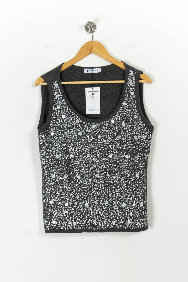 Débardeur Gris et Argenté - Taille L/40 de la marque Marina Rinaldi | PARAD52459 - Vendu par Paradigme - Image 2