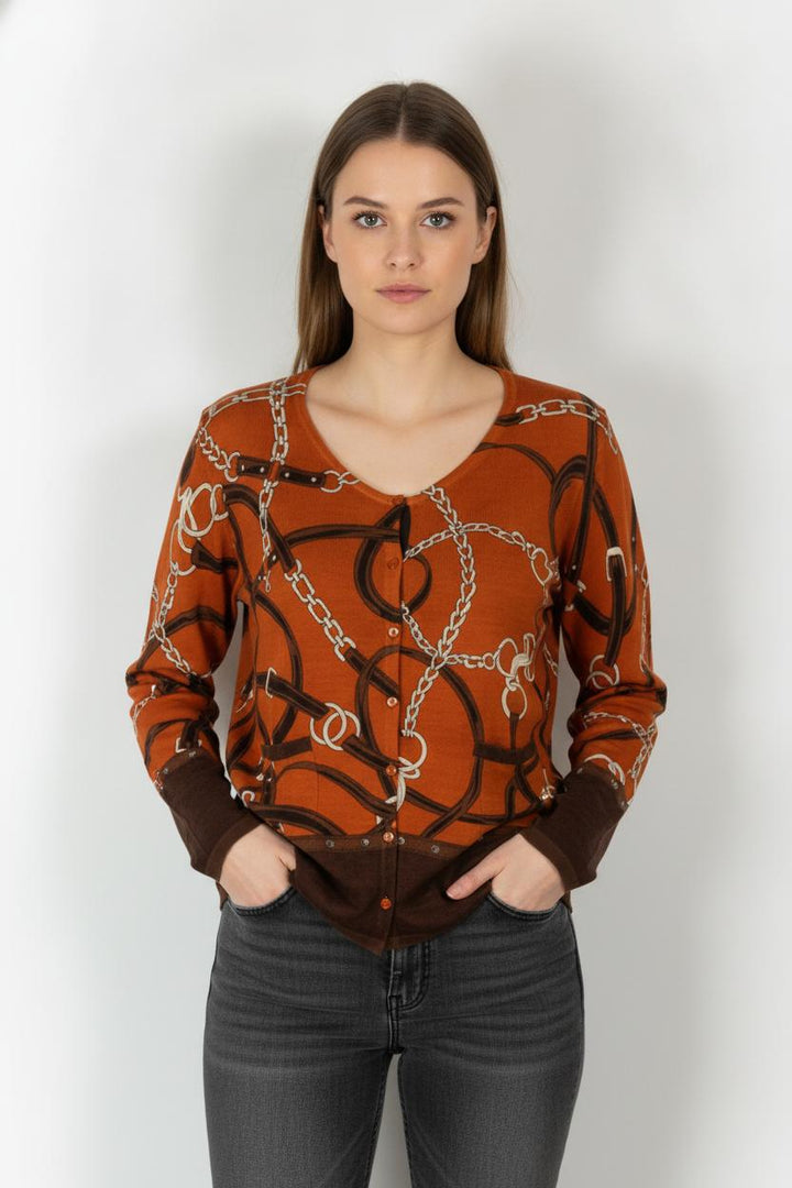 Cardigan Orange et Marron - Taille XL/42 de la marque Marina Rinaldi | PARAD52463 - Vendu par Paradigme - Image 1