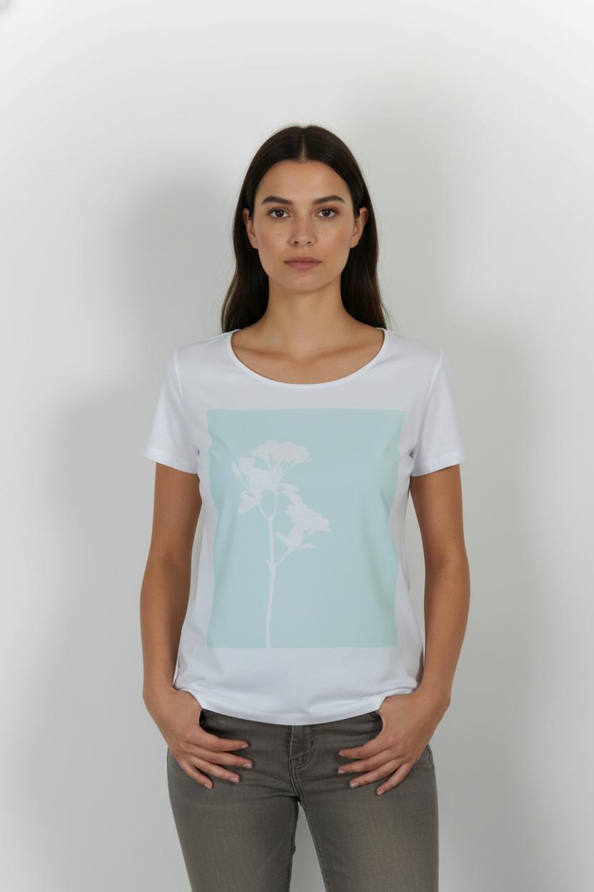 Tee-shirt Blanc et Vert clair - Taille XL/42 de la marque Caroll | PARAD52475 - Vendu par Paradigme - Image 1