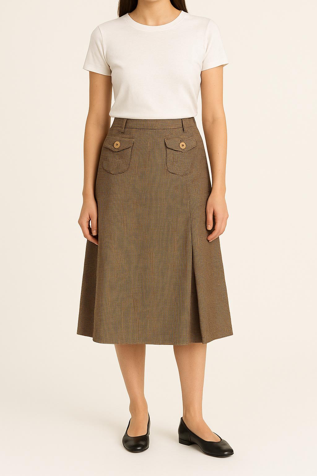 Jupe Midi Marron - Taille M/38 de la marque Maison 123 | PARAD52478 - Vendu par Paradigme - Image 1