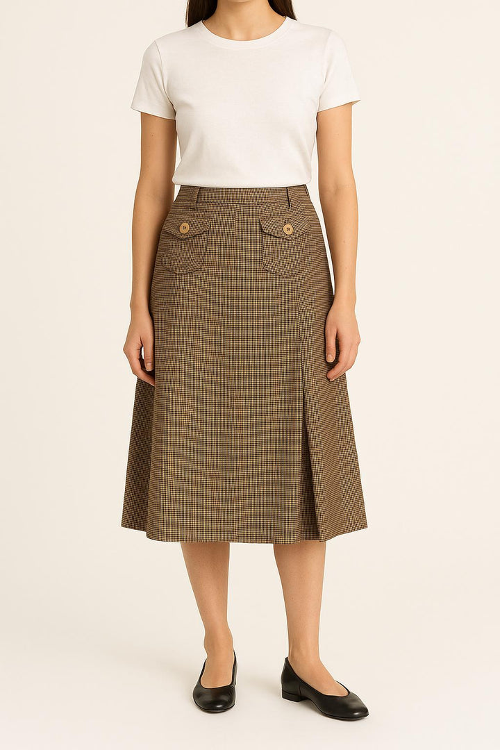 Jupe Midi Marron - Taille M/38 de la marque Maison 123 | PARAD52478 - Vendu par Paradigme - Image 1