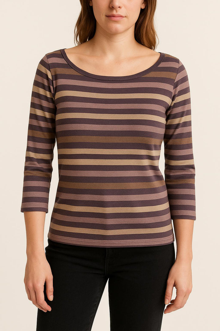 Tee-shirt Rayé Violet et Beige - Taille XL/42 de la marque Caroll | PARAD52494 - Vendu par Paradigme - Image 1