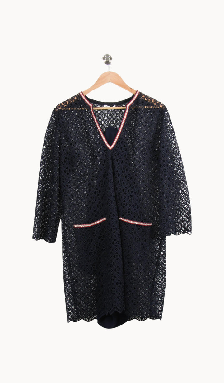 Robe Dentelle Bleue - Taille XL/42 de la marque Sandro | PARAD52498 - Vendu par Paradigme - Image 2