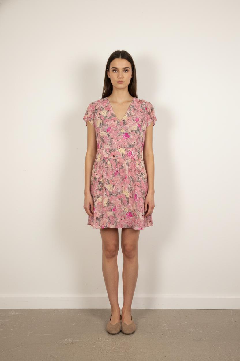 Robe Fleurie Rose - Taille L/40