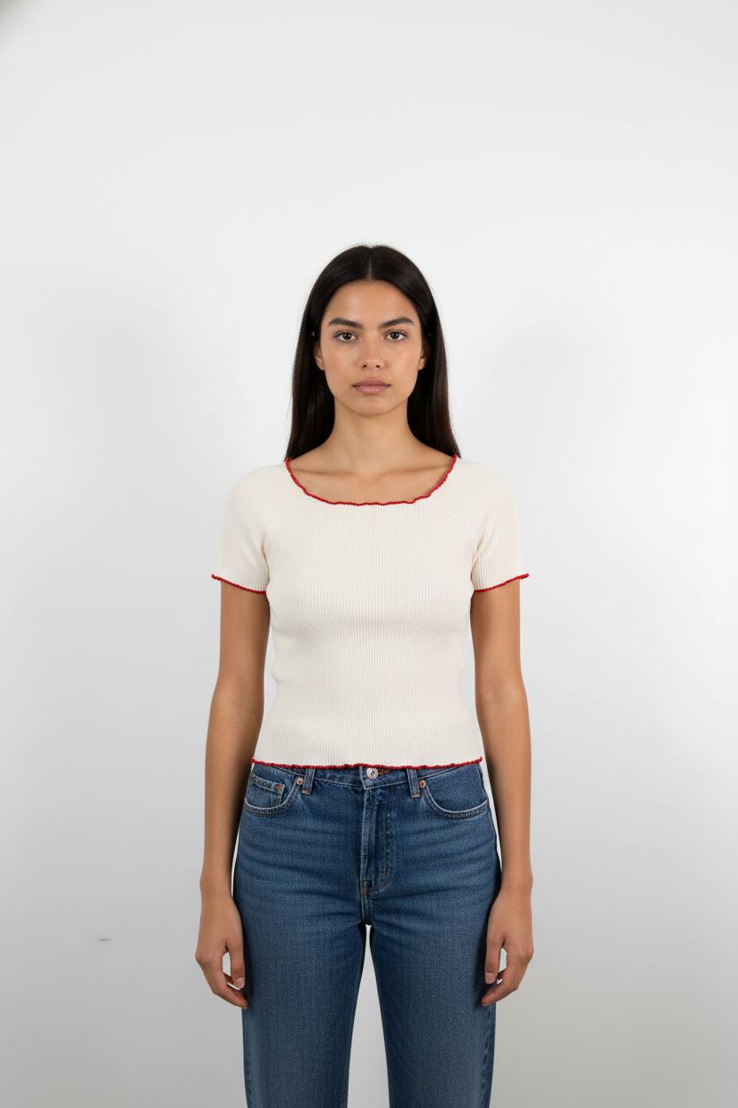 Pull Blanc et Rouge - Taille M/38