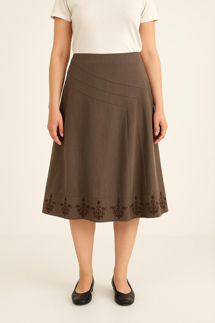 Jupe Mi Longue Marron - Taille L/40 de la marque Caroll | PARAD52538 - Vendu par Paradigme - Image 1