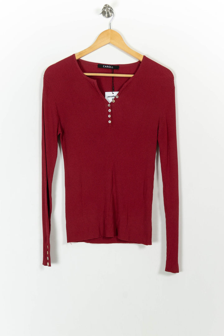 Pull Bordeaux - Taille XL/42 de la marque Caroll | PARAD52553 - Vendu par Paradigme - Image 2