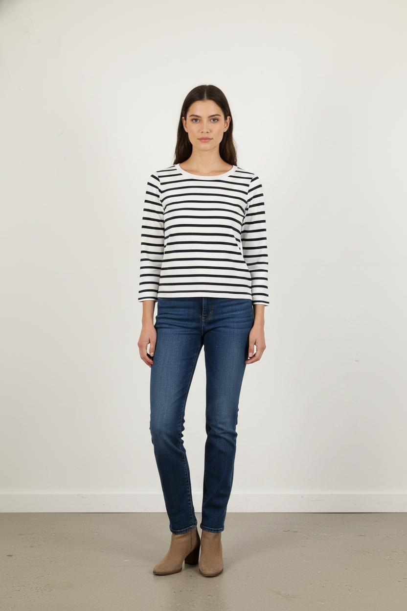 Marinière Blanche et Noire - Taille S/36