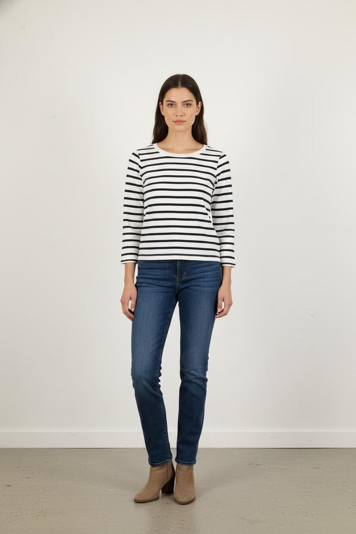 Marinière Blanche et Noire - Taille S/36