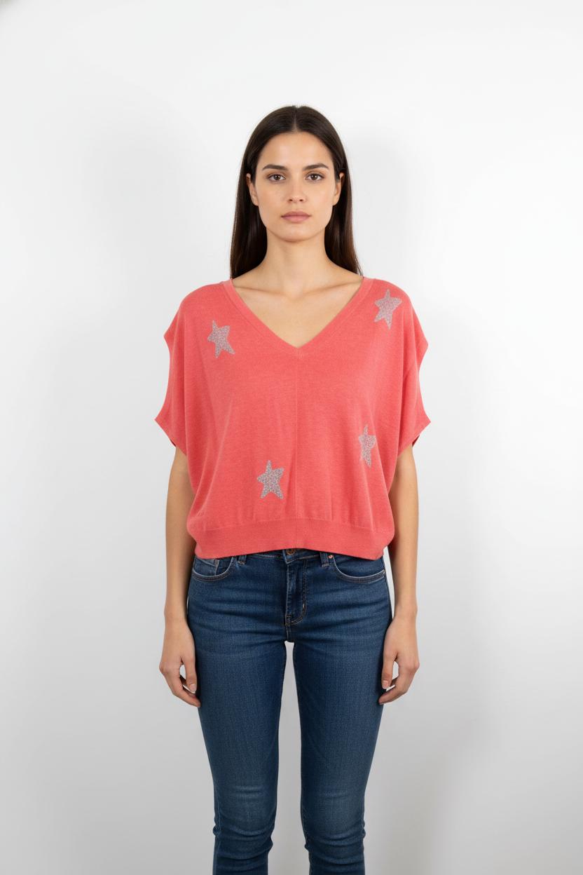 Pull Rose et Argenté - Taille XS/34
