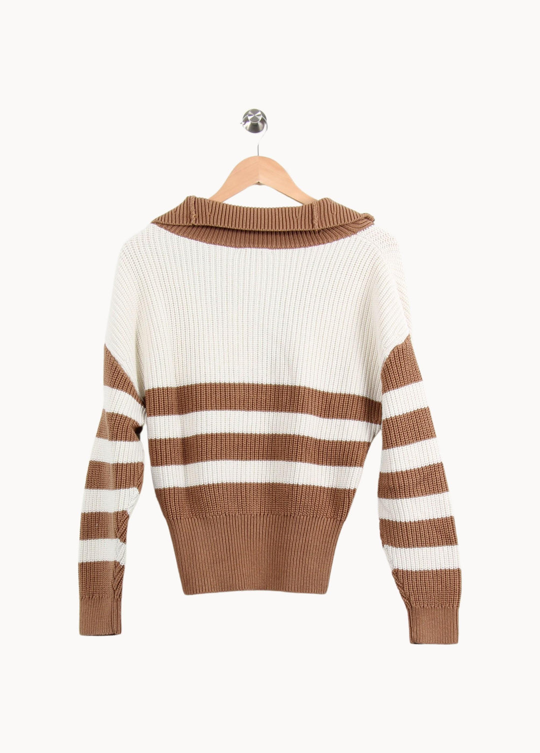 Pull Zippé Marron et Blanc - Taille L/40 de la marque Claudie Pierlot | PARAD52604 - Vendu par Paradigme - Image 4