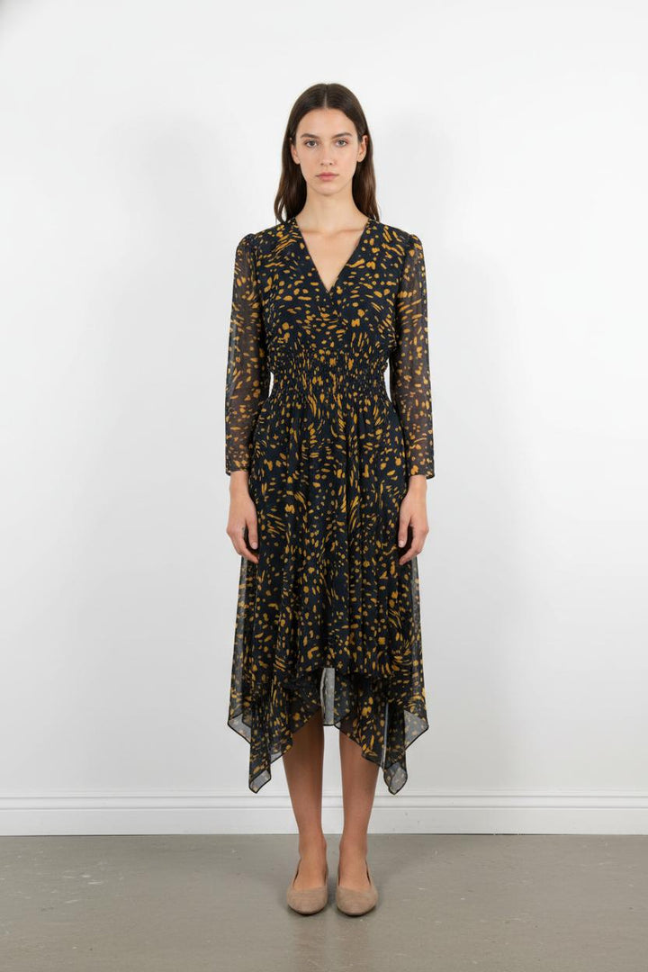 Robe Midi Bleue et Jaune - Taille S/36