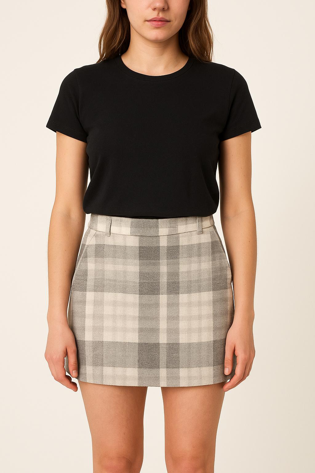 Jupe Courte Grise et Blanche - Taille M/38 de la marque Comptoir des Cotonniers | PARAD52608 - Vendu par Paradigme - Image 1
