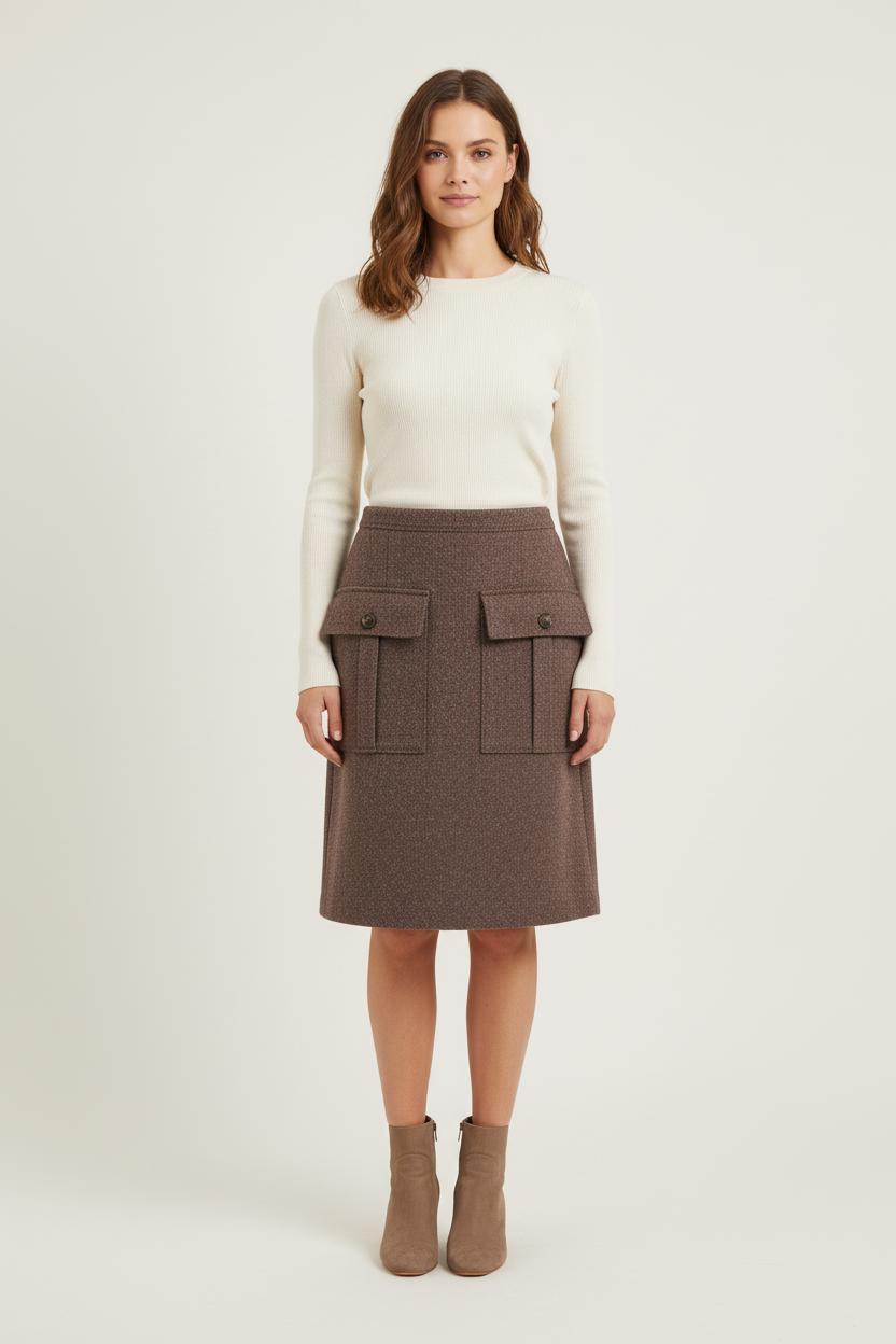 Jupe Courte Marron - Taille L/40 de la marque Caroll | PARAD52614 - Vendu par Paradigme - Image 1