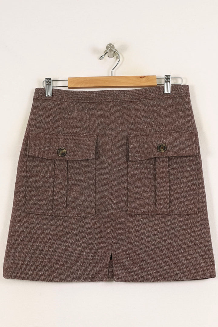 Jupe Courte Marron - Taille L/40 de la marque Caroll | PARAD52614 - Vendu par Paradigme - Image 2